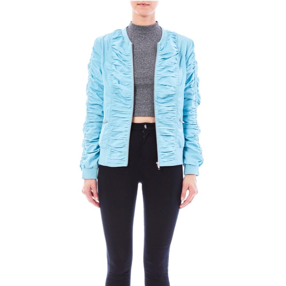 Solo Moda Ruched Bomber Jacket - Picture 3 of 8